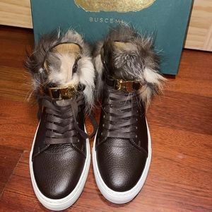 Buscemi men’s fur high top sneakers